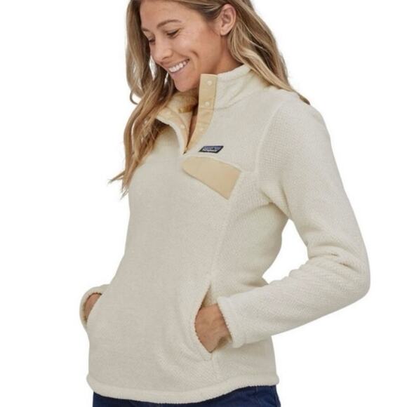 Patagonia Re-Tool Snap-T Fleece Pullover Cream Raw Linen Size L - Picture 1 of 10